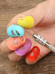 5pcs Breathable Silicone Thimble For DIY Crafts And Sewing - Silicone Finger Protective Finger Sleeve Guitar Finger Sleeve Beginner's Practice Of Using String Protectors (5 Colours,5 Size) - Multicolor - View 3