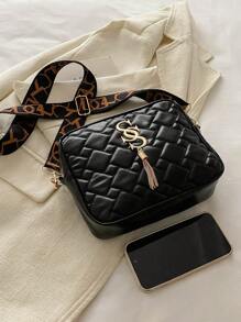 Argyle Chần Vai Dây kéo Cái túi , Chuỗi Dây đeo Túi đeo chéo Túi đựng điện thoại , Giải trí Túi Vuông Đối với Mỗi ngày - màu đen - Xem 3