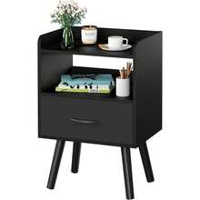 LSTUSA Night Stand With Fabric Drawer  Modern Nightstand  Bedside Tables  Mid Century Nightstands With Open Storage Shelf  Wood Bedside Table  Small Night Stands For Bedrooms  2-Tier Night Table - Nhiều màu - Xem 1