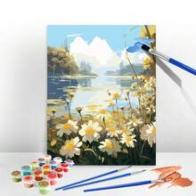 1 Miếng Khung trang trí Số Bức tranh sơn dầu Giống cúc Bên bờ biển Vẽ tranh sơn dầu Sơn Số Hoa Phong cảnh Nhà  Trang trí - màu nâu - Xem 1
