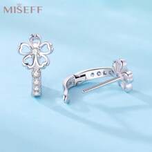 MISEFF Mới 1 Bông Tai Nữ Bạc 925 Tinh Tế Cổ Điển Đơn Giản Thanh Lịch Mỹ Trang Sức Nữ Tặng Quà Tặng Sinh Nhật Quà Tặng Ngày Của Mẹ - Bạc - Xem 5