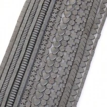 1條天然赤鐵礦石黑色啞面幾何圖案愛心立方圓珠珠寶製作配件耳環項鍊diy配件 15" - 彩色 - 查看 3