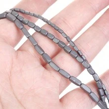 1條天然赤鐵礦石黑色啞面幾何圖案愛心立方圓珠珠寶製作配件耳環項鍊diy配件 15" - 彩色 - 查看 8