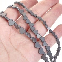 1條天然赤鐵礦石黑色啞面幾何圖案愛心立方圓珠珠寶製作配件耳環項鍊diy配件 15" - 彩色 - 查看 12