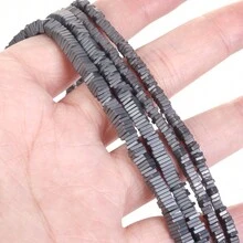 1條天然赤鐵礦石黑色啞面幾何圖案愛心立方圓珠珠寶製作配件耳環項鍊diy配件 15" - 彩色 - 查看 6