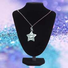 Collar con colgante Collar coreano de estrella besando con estrellas y estrellas de luna Lee Min Ho sobre flores + lindo marcador de ToFebruary, Titanio - Plateado - Ver 3