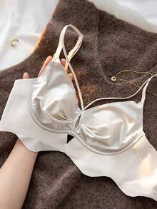 2入組女士超薄、涼爽材質、隱形、性感背部、無鋼圈胸罩，可使大胸部看起來更小，適用於夏季 - 彩色 - 查看 4