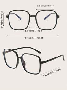 1pc Women's Black Square Pc Frame Plain Glass Glasses With Large Frame, Suitable For Daily Wear Clear Glasses Accessories Glasses Accessories For Women - Black - View 5