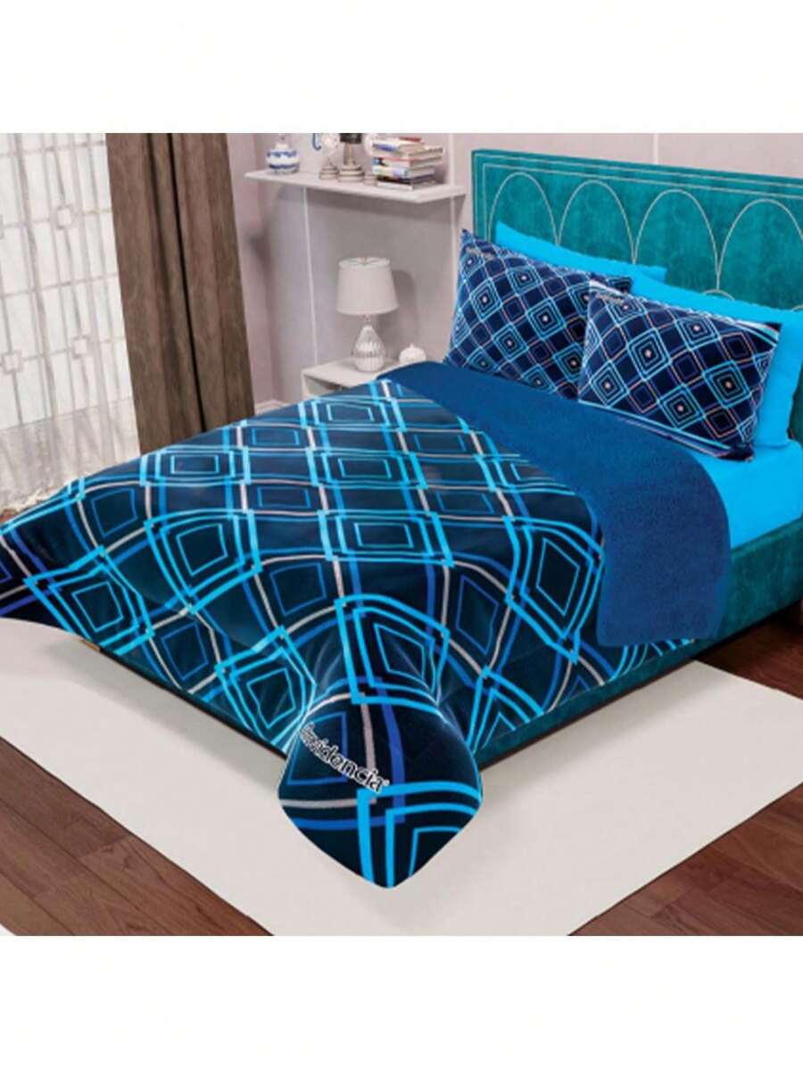 Cobertor Grueso Aborregado Super Calientito y Suave Matrimonial. - azul real - Ver 1