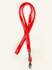 One-Piece Double Hook Metal Card Sleeve Lanyard, Simple Exhibition Activity Lanyard With Printed Rope, Class Student Badge Lanyard, Bus Card Holder Lanyard, Work Lanyard - Red - View 8