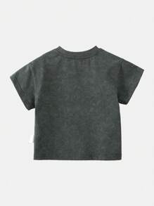 AMILA 年轻女孩 2024 夏季复古 T 恤（美国平台不提供） - 深灰色 - 查看 4