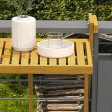 Outsunny Railing Table W/ Adjustable Height, Outdoor Hanging Table, Natural