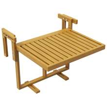 Outsunny Railing Table W/ Adjustable Height, Outdoor Hanging Table, Natural