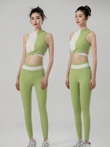 RUNNING GIRL High Waist Tummy Control Yoga Pants Soft Compression Workout Leggings For Yoga Exercise - Green - View 4