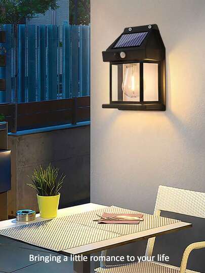 1 件户外太阳能复古钨丝灯泡感应灯适用于别墅外部、庭院、仓库外部、车库防水豪宅装饰照明庭院壁灯秋季装饰家居装饰户外装饰、户外花园照明适用于小路、庭院、露台