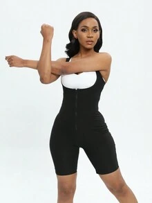 1 szt. Outdoor Sports Running Fitness Sweat Inducing Bodysuit Vest For Women, Waist Trainer Butt Lifter Yoga Gym Sauna Suit, 2024 Christmas New Arrival Sweat Inducing Bodysuit - Srebro - Zobacz 4