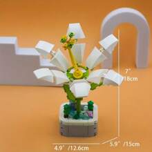 积木永生花DIY花盆可做办公桌摆件生日礼物房间装饰 - 杏色 - 查看 8