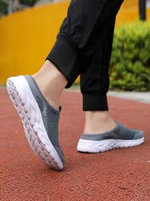 男士夏季透氣網面拖鞋，柔軟舒適，輕便休閒鞋 - 灰色 - 查看 5