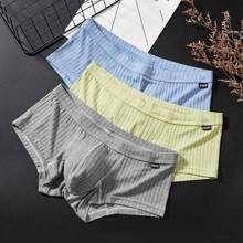 Men's Active Underwear Sexy Low Waist Briefs U Pouch Boxers Striped Shorts Underpants