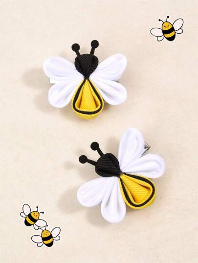 2pcs Cute Bee Hair Clips For Dogs,Delicate Ribbon Bee Hairpins,Cat Dog Hair Bows Hair Barrettes,Puppy Dog Yorkie Dogs Hair Grooming Alligator Clips,Pet Hair Accessories.
