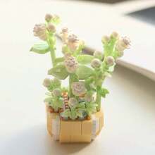 Variedad De Flores De Bloques De Construcción En Miniatura Con Macetas De Plástico, Incluidos Girasoles Y Rosas - Divertido - Ideal Para Decoraciones De Interiores Del Hogar, Regalos De Inauguración De Casa - Plantas en macetas con bloques de construcción de micropartículas. - Ver 10