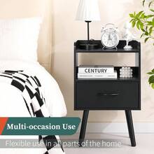 LSTUSA Night Stand With Fabric Drawer  Modern Nightstand  Bedside Tables  Mid Century Nightstands With Open Storage Shelf  Wood Bedside Table  Small Night Stands For Bedrooms  2-Tier Night Table - Nhiều màu - Xem 5
