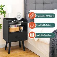 LSTUSA Night Stand With Fabric Drawer  Modern Nightstand  Bedside Tables  Mid Century Nightstands With Open Storage Shelf  Wood Bedside Table  Small Night Stands For Bedrooms  2-Tier Night Table - Nhiều màu - Xem 7