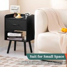 LSTUSA Night Stand With Fabric Drawer  Modern Nightstand  Bedside Tables  Mid Century Nightstands With Open Storage Shelf  Wood Bedside Table  Small Night Stands For Bedrooms  2-Tier Night Table - Nhiều màu - Xem 2