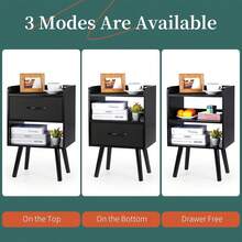 LSTUSA Night Stand With Fabric Drawer  Modern Nightstand  Bedside Tables  Mid Century Nightstands With Open Storage Shelf  Wood Bedside Table  Small Night Stands For Bedrooms  2-Tier Night Table - Nhiều màu - Xem 3