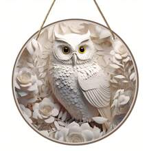 1 件复古木制挂牌，猫头鹰木制挂牌，前门门廊客厅卧室家居装饰，乡村风格圆形墙壁装饰，8x8 英寸，家居装饰，房间装饰，墙壁装饰 - 彩色 - 查看 1