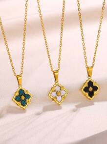 1 Pc Stainless Steel Flower Cross Necklace For Women Vintage Colorful Color Geometric Choker Necklaces Wedding Jewelry Gift Valentines