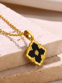1 Pc Stainless Steel Flower Cross Necklace For Women Vintage Colorful Color Geometric Choker Necklaces Wedding Jewelry Gift Valentines