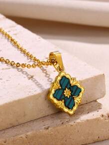 1 Pc Stainless Steel Flower Cross Necklace For Women Vintage Colorful Color Geometric Choker Necklaces Wedding Jewelry Gift Valentines