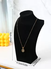 1pc Elegant Black Velvet Necklace Display Stand With Bust Model, Perfect For Boutiques And Live Streaming Events, Showcases Fashionable Necklaces, Adds Delicate Texture For Enhanced Display Performance Sun Travel Cool - Black - View 9