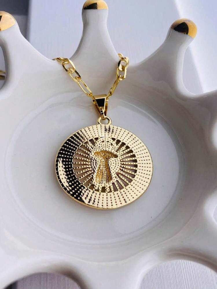 DIVINO NIÑO JESUS, Cadena religiosa, colgante de Milagroso niño Jesús, Medallón dorado, moneda con cadena larga, (oro laminado). - Niño Jesús - Añade 7