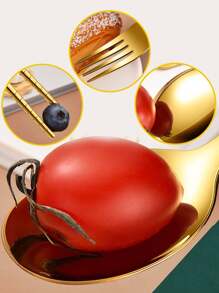 2 piezas/4 piezas Juego de cubiertos de acero inoxidable, Juego de tenedor y cuchara, Apto para uso doméstico, restaurante, hotel - Dorado - Ver 6