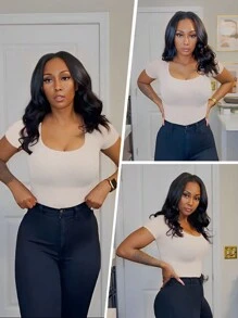 2件套女士无缝束腰连体衣，提臀收腹，平坦小腹，塑身连体衣，束腰带，提臀塑形，露背塑形连体衣 - 彩色 - 查看 10