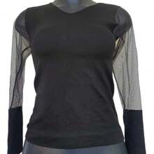 Blusa Con Mangas Largas Transparencia Estira Look - Negro - Ver 2