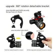 LED Bike Light Super Bright USB Rechargeable Bicycle Light 300 Meters USB Charging 2 Hours For 3-5hours Using Front Rear Waterproof - Black - View 6