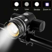 LED Bike Light Super Bright USB Rechargeable Bicycle Light 300 Meters USB Charging 2 Hours For 3-5hours Using Front Rear Waterproof - Black - View 7