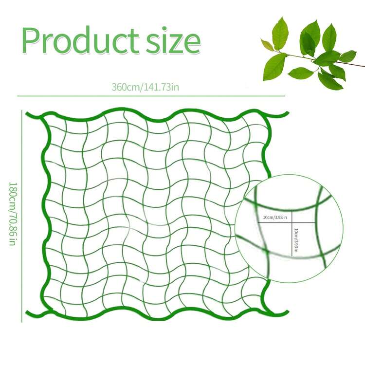 1入組1.8m x 3.6m植物支撐網，豌豆網狀結構爬藤網，尼龍支架網，適用於攀爬植物、豆類、蔬菜和水果 - 綠色 - 查看 2