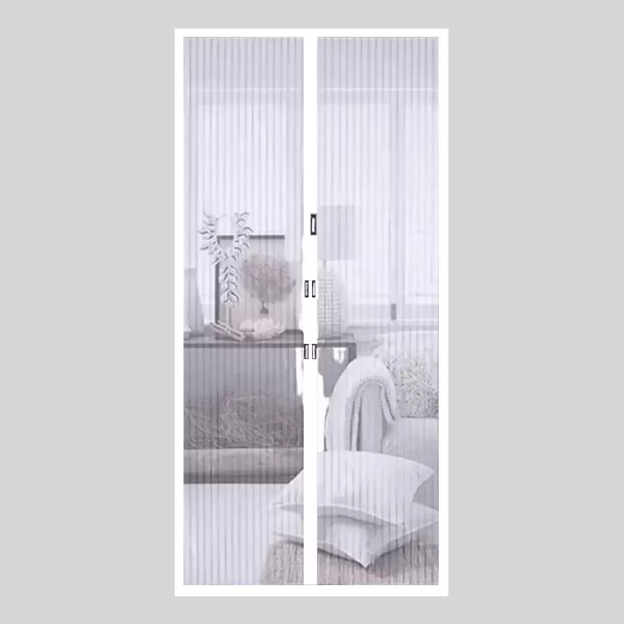Cortina de puerta magnética reforzada sin herramientas, mosquitera antiinsectos, cortina de partición de mosca, malla de cierre automático - Blanco - Ver 1