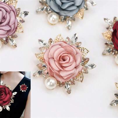 1pc New Korean Style Fabric Flower Brooch, Fashionable All-Match Pin For Coats, Party Favor, Birthday & Holiday Little Gift, Multiple Styles Available