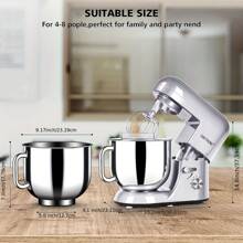 CHEFTRONIC 7-Quart Tilt-Head Stand Mixer - 650W 6-Speed, Multifunctional Kitchen Stand Mixer With Dough Hook, Whisk, Food Mixing Paddle And Butter Paddle - US A Type Plug(110-127V) - View 2