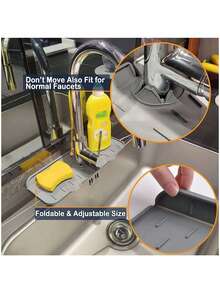 1pc Faucet Splash-Proof Device, Prevent Water Splashing On Hand-Washing Basin, Water Accumulation Protection On Sink Countertop, Drainage Mat For Kitchen Sink Or Wash Basin - Orange - View 7