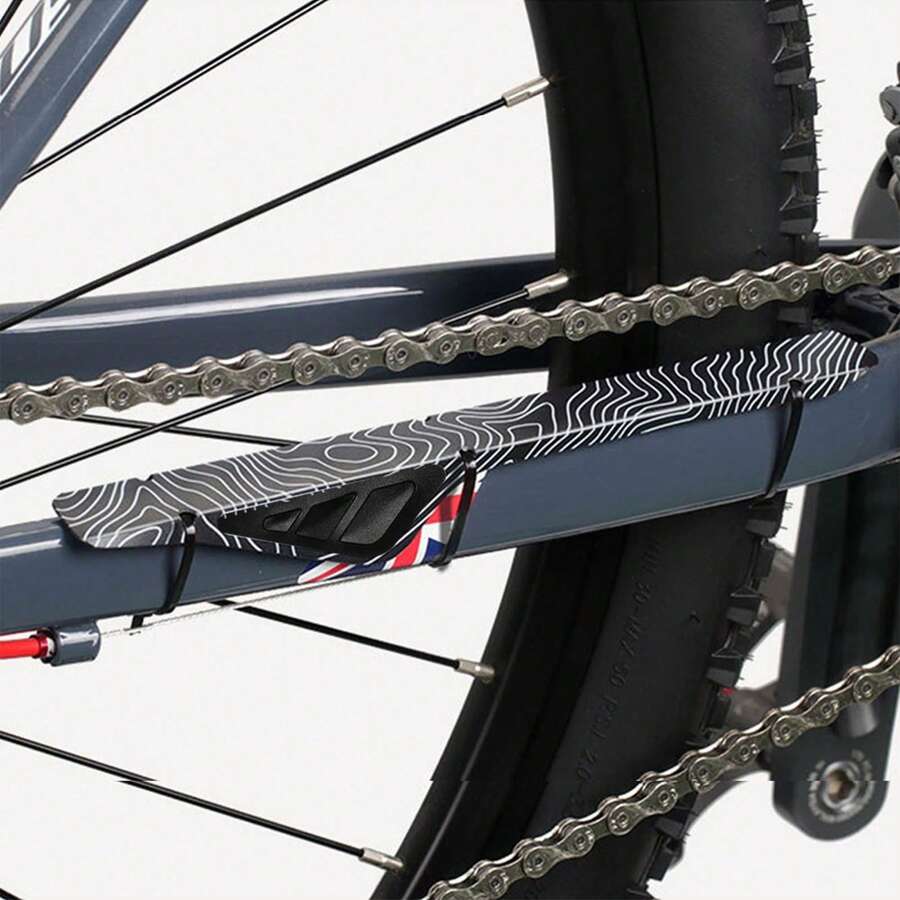 1pc Mini Ultra-Light Bicycle Chainstay Protector For Mountain Bikes (Comes With Three Ties) - Black - View 1