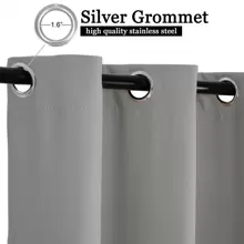 Cortina exterior resistente a la intemperie con ojales en la parte superior e inferior, protección visual impermeable, protección solar para balcón, terraza, pérgola, cenador, 254 x 213 cm - Gris Claro - Ver 4