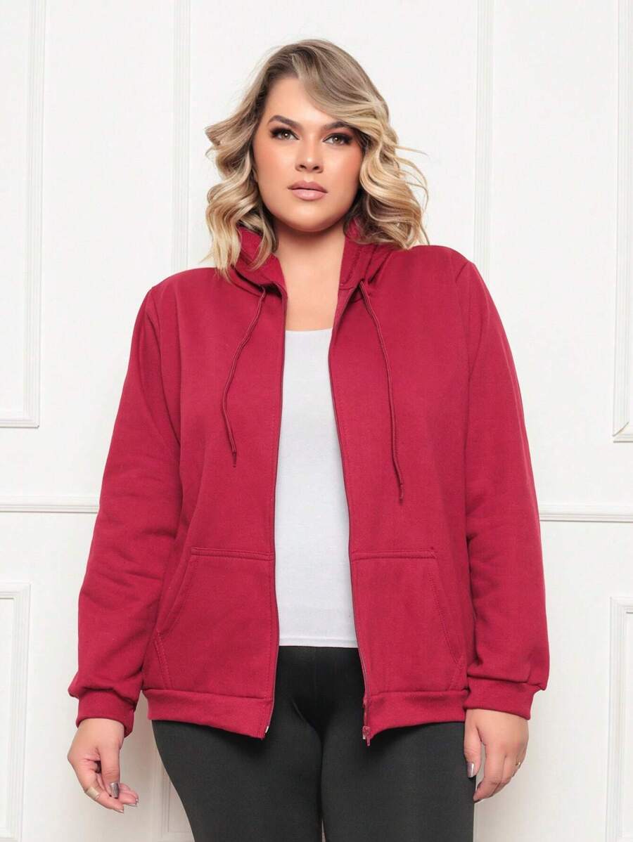 Women Coats - 酒紅色 - 查看 1