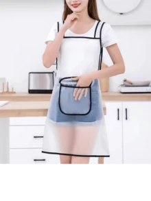 1pc Transparent Frosted Apron For Men And Women, Kitchen/Home Use, Cooking Waterproof And Stain Resistant - Black - View 7
