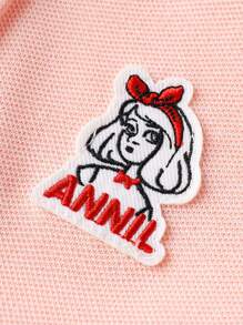 Annil 女孩夏季休閒運動風 Polo Polo 領短袖襯衫 - 粉色 - 查看 4